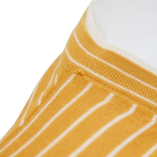 LORO PIANA | Mustard Yellow & Ivory Cashmere Silk Striped Sweater