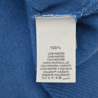 BRUNELLO CUCINELLI | Blue Cashmere V-Neck Short Sleeve Sweater