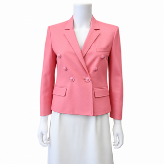 VERSACE | Pink Leather Medusa Double-Breasted Blazer