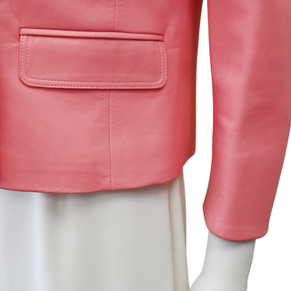 VERSACE | Pink Leather Medusa Double-Breasted Blazer
