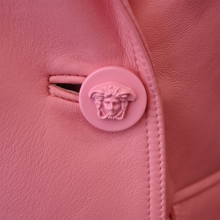 VERSACE | Pink Leather Medusa Double-Breasted Blazer