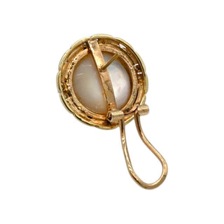 &nbsp; | 14K Gold Mabe Pearl & Diamond Omega Clip-On Earrings