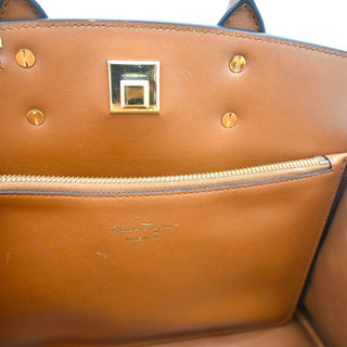 FERRAGAMO | Gancini Lock Leather Top Handle Satchel