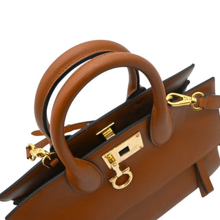 FERRAGAMO | Gancini Lock Leather Top Handle Satchel