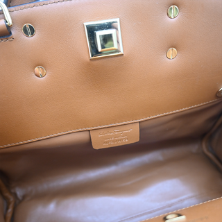 Gancini Lock Leather Top Handle Satchel