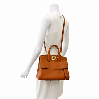 FERRAGAMO | Gancini Lock Leather Top Handle Satchel