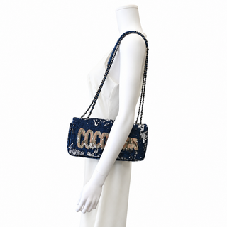 CHANEL | Coco Cuba Sequin Embellished Logo Flap Shoulder Bag
