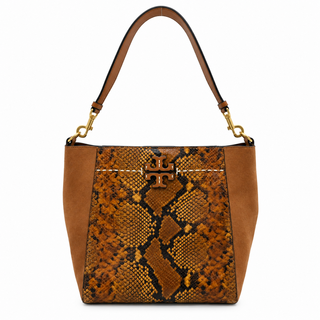 TORY BURCH | McGraw Snake-Embossed Leather & Suede Shoulder Bag