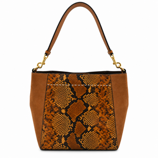 TORY BURCH | McGraw Snake-Embossed Leather & Suede Shoulder Bag
