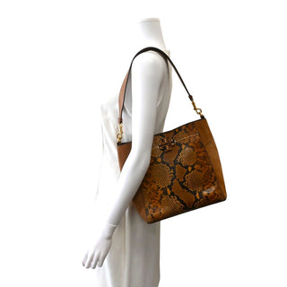 TORY BURCH | McGraw Snake-Embossed Leather & Suede Shoulder Bag