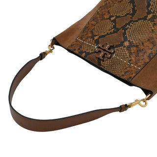 TORY BURCH | McGraw Snake-Embossed Leather & Suede Shoulder Bag