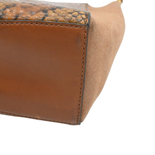 TORY BURCH | McGraw Snake-Embossed Leather & Suede Shoulder Bag