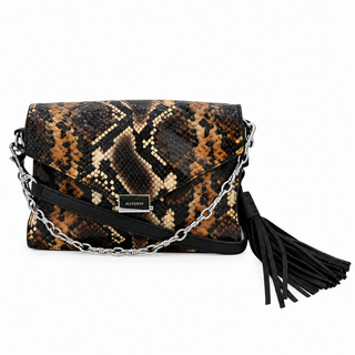 ALL SAINTS | Snakeskin-Embossed Leather Tassel Crossbody Bag