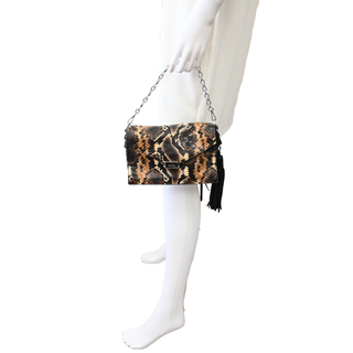 ALL SAINTS | Snakeskin-Embossed Leather Tassel Crossbody Bag