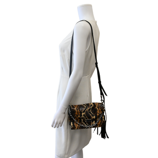 ALL SAINTS | Snakeskin-Embossed Leather Tassel Crossbody Bag