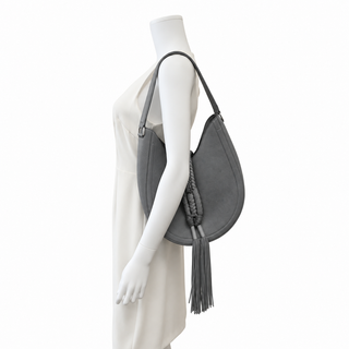 ALTUZARRA | Braided Tassel Pebbled Leather Hobo Shoulder Bag
