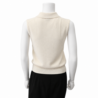 GANNI | Ivory Logo Button Knit Sweater Vest
