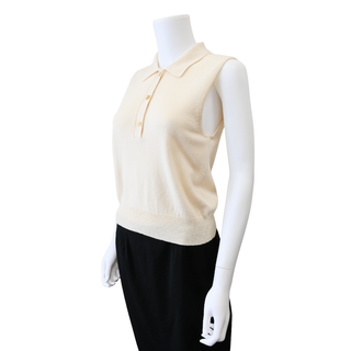 GANNI | Ivory Logo Button Knit Sweater Vest