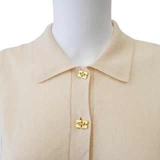 GANNI | Ivory Logo Button Knit Sweater Vest
