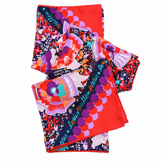 LOUIS VUITTON | Multicolor Floral Print Silk Scarf