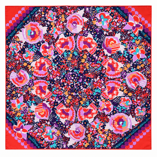 LOUIS VUITTON | Multicolor Floral Print Silk Scarf