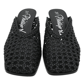 PHILLIP LIM | Woven Leather Square-Toe Heeled Mules