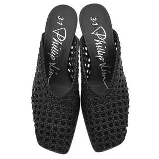 PHILLIP LIM | Woven Leather Square-Toe Heeled Mules