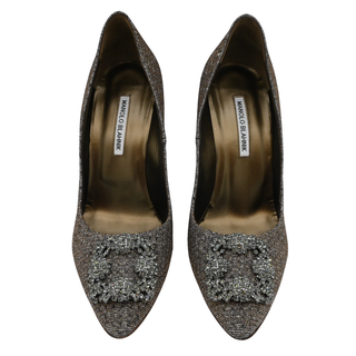 MANOLO BLAHNIK | Hangisi Glitter Crystal Buckle Pumps