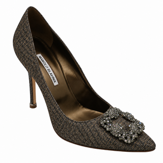 MANOLO BLAHNIK | Hangisi Glitter Crystal Buckle Pumps