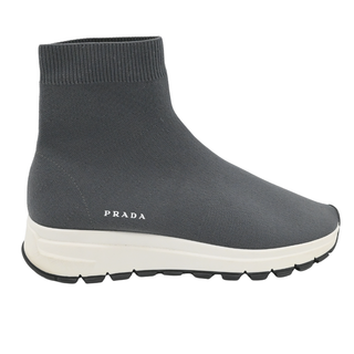 PRADA | Grey Knit Sock High-Top Sneakers