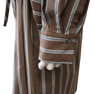 VINCE | Brown Striped Cotton-Blend Wrap Mini Dress