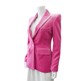 ALEX PERRY | Pink Velvet Single-Breasted Blazer