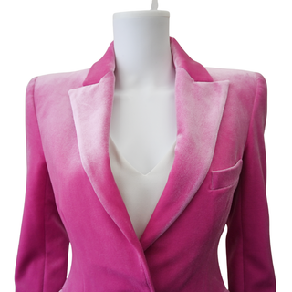 ALEX PERRY | Pink Velvet Single-Breasted Blazer