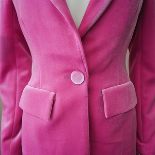 ALEX PERRY | Pink Velvet Single-Breasted Blazer