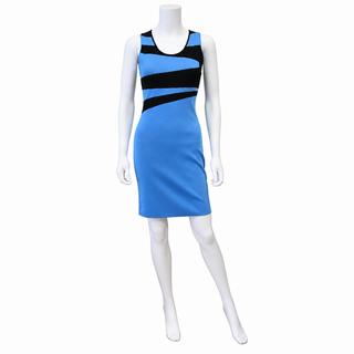 LOUIS VUITTON | Blue & Black Bodycon Knit Mini Dress