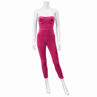 ALEX PERRY | Beckham Pink Velvet Strapless Jumpsuit