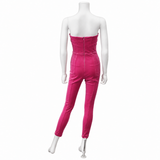 ALEX PERRY | Beckham Pink Velvet Strapless Jumpsuit