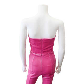 ALEX PERRY | Beckham Pink Velvet Strapless Jumpsuit