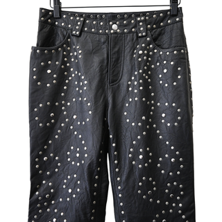 WE THE FREE | Studded Black Leather Flare Pants