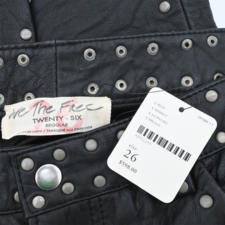 WE THE FREE | Studded Black Leather Flare Pants