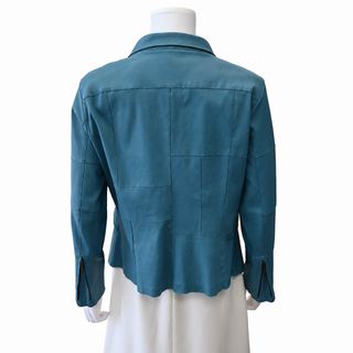 CHANEL | Blue Paneled Lambskin Leather Jacket