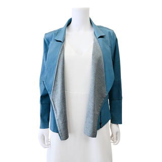 CHANEL | Blue Paneled Lambskin Leather Jacket