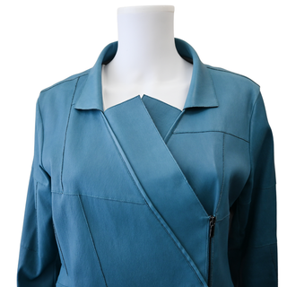 CHANEL | Blue Paneled Lambskin Leather Jacket