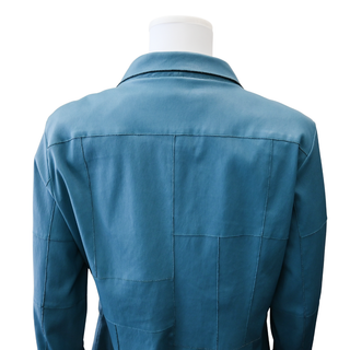 CHANEL | Blue Paneled Lambskin Leather Jacket