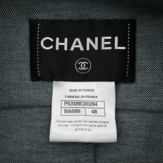 CHANEL | Blue Paneled Lambskin Leather Jacket