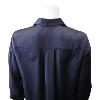 BRUNELLO CUCINELLI | Navy Blue Satin Monili Blouse