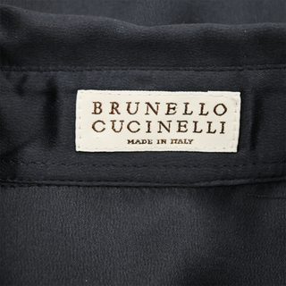 BRUNELLO CUCINELLI | Navy Blue Satin Monili Blouse