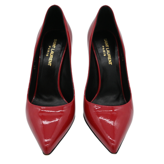 SAINT LAURENT | Red Patent Leather Pointed Toe Stiletto Pumps