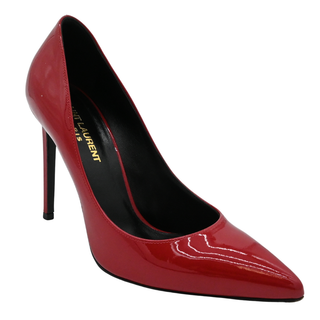 SAINT LAURENT | Red Patent Leather Pointed Toe Stiletto Pumps