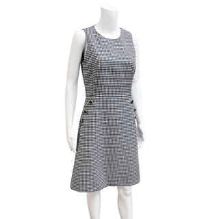 MK COLLECTION | Navy Gingham Wool Sheath Dress
